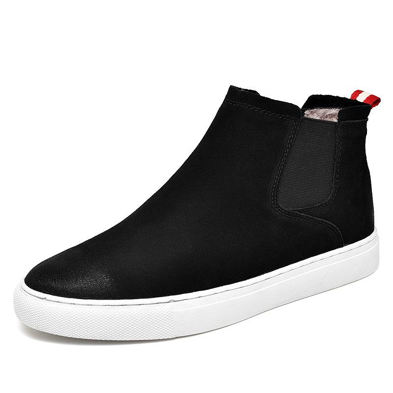 Зимняя мужская зимняя обувь. Теплые плюшевые ботинки. Обувь «Челси». Удобные зимние ботинки. Мужская повседневная обувь. Обувь большого размера с меховой подкладкой.