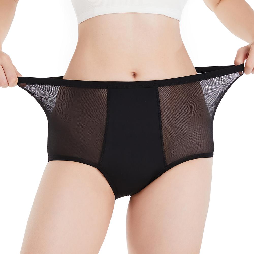 Shanhao See Through Mesh Leakproof Underwear 4 Layer Absorbenr Menstrual Panties  Heavy Flows Period Panties