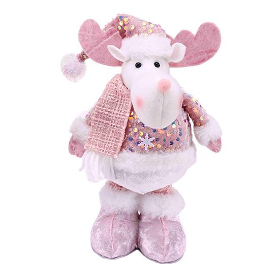 Рождественская плюшевая кукла, розовая, расшитая блестками, Санта-Клаус, снеговик, лось, кукла, плюшевая игрушка на Рождество