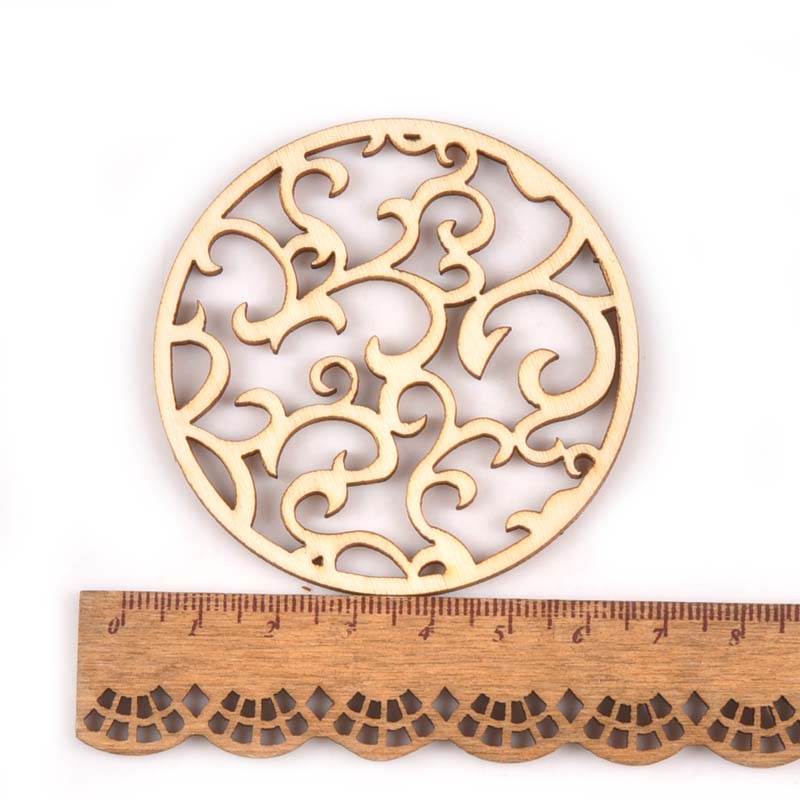 Unfinished Wood Slices Round Square Lace Pattern for DIY Crafts Wooden Ornaments Scrapbook Home Decor Accessories