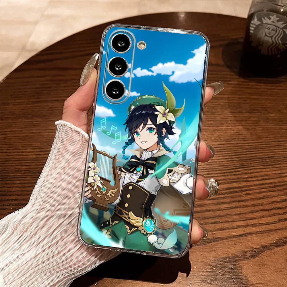 G-Genshin Impact Venti Barbatos Phone Case For Samsung S30,23,21,22,20, FE lite,S10,9,8,7 PIus Note20ultra Soft Transparent