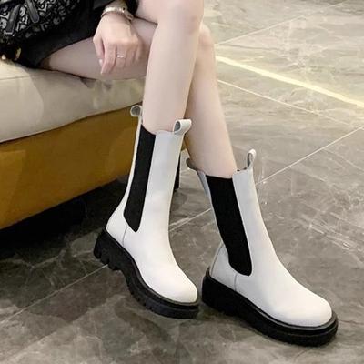Модные полусапоги челси для женщин, белые туфли на платформе до середины голени, женские шикарные и элегантные по акции, качественные, новинки 2000 года в готическом стиле