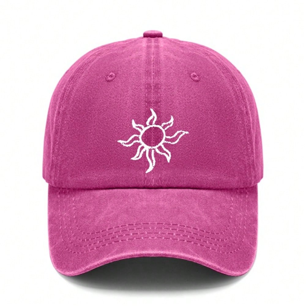 Sun Print Baseball Cap - Vintage Washed Adjustable Soft Fabric Breathable Casual Streetwear Baseball Hat For Men Women Daily Wear Outdoor Sports