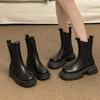 New Women's Shoes, Single Shoes and Single Boots, Big Head Thick-soled Mid-calf Boots and Short Boots