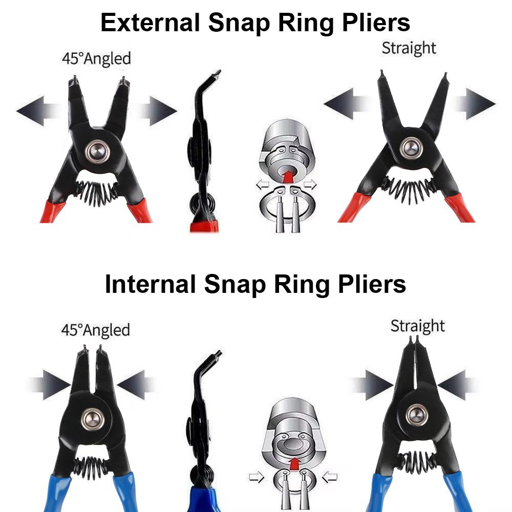 Набор плоскогубцев Ext Int Tool Right Angled Beak Portable Repair Engine Tool Multifunction Stop Ring Circlip 4 шт. Мини-плоскогубцы для стопорных колец Universal