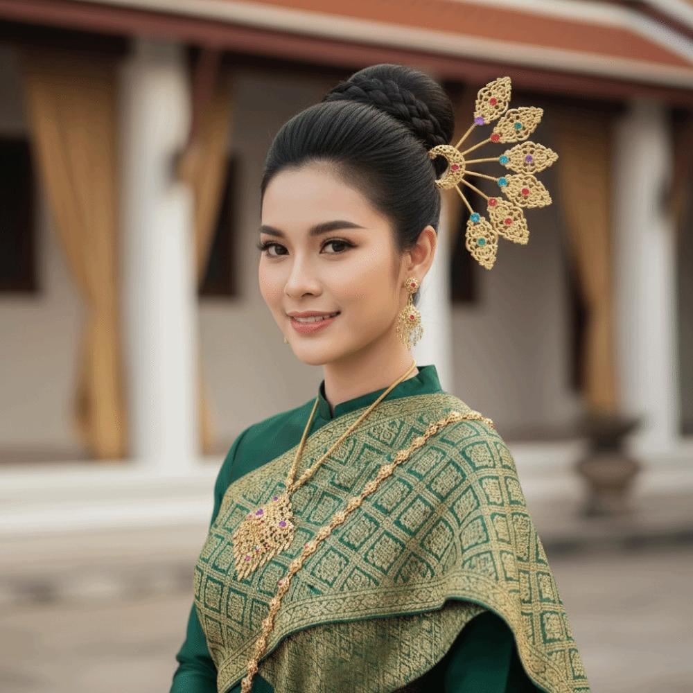 Flower Thai Hair Sticks Gold U-shaped Hair Fork Antique Ethnic Style Hair Accessories  Daily