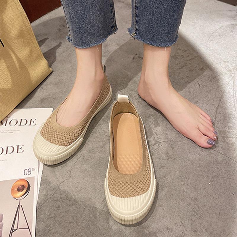 Shallow Mouth Casual Woman Flats Slip-on Round Toe Female Footwear Loafers Soft Sole Mesh Summer Moccasin Dress Leisure Shoes