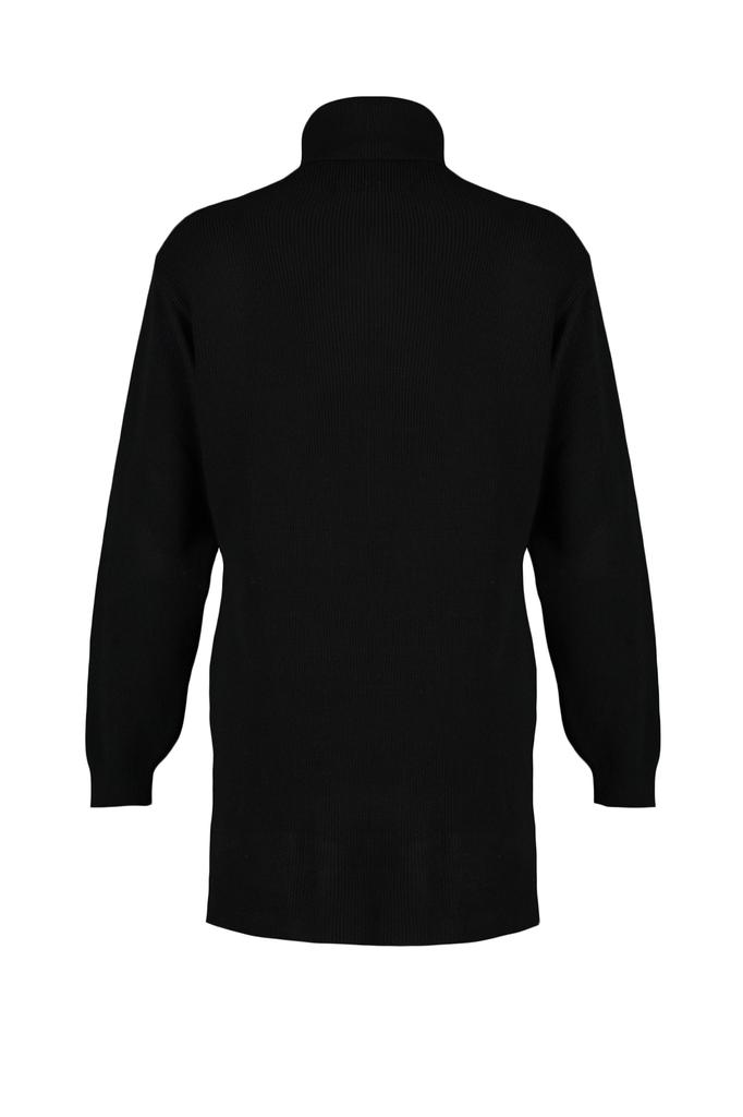 Women's Dress New Season Fashion Emerald Green Mini Knitwear Turtleneck Dress