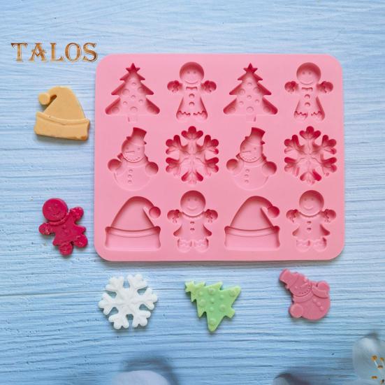 Рождественская силиконовая форма, 12 полостей, шляпа в виде снеговика, елки, печенья, человек, антипригарное пищевое качество, легко снимается, сделай сам, помадка, шоколадные конфеты, печенье, желе