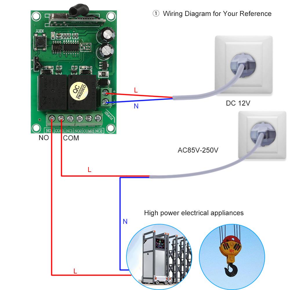 Smart Home 433Mhz RF   12V 2CH Learning   Wireless Remote Control   Relay Receiver Transmitter   Remote   System and   Range