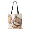 Холщовая сумка через плечо Мультяшный кот Женская Харадзюку Каваий Переработанная Большая вместимость Повседневная сумка 2022 Шопинг Складная сумка-тоут Сумка для книг KTY