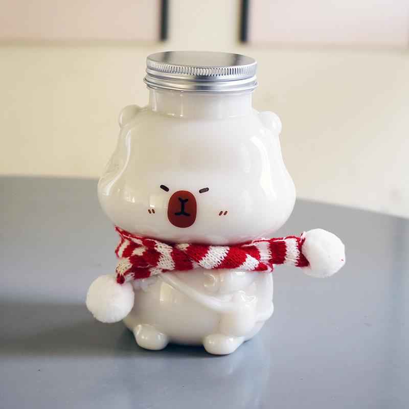 Бутылки для молока, сока, чая с капибарой 350/500 мл, мультяшная форма, пластиковая прозрачная чашка для напитков, герметичная банка для конфет и печенья