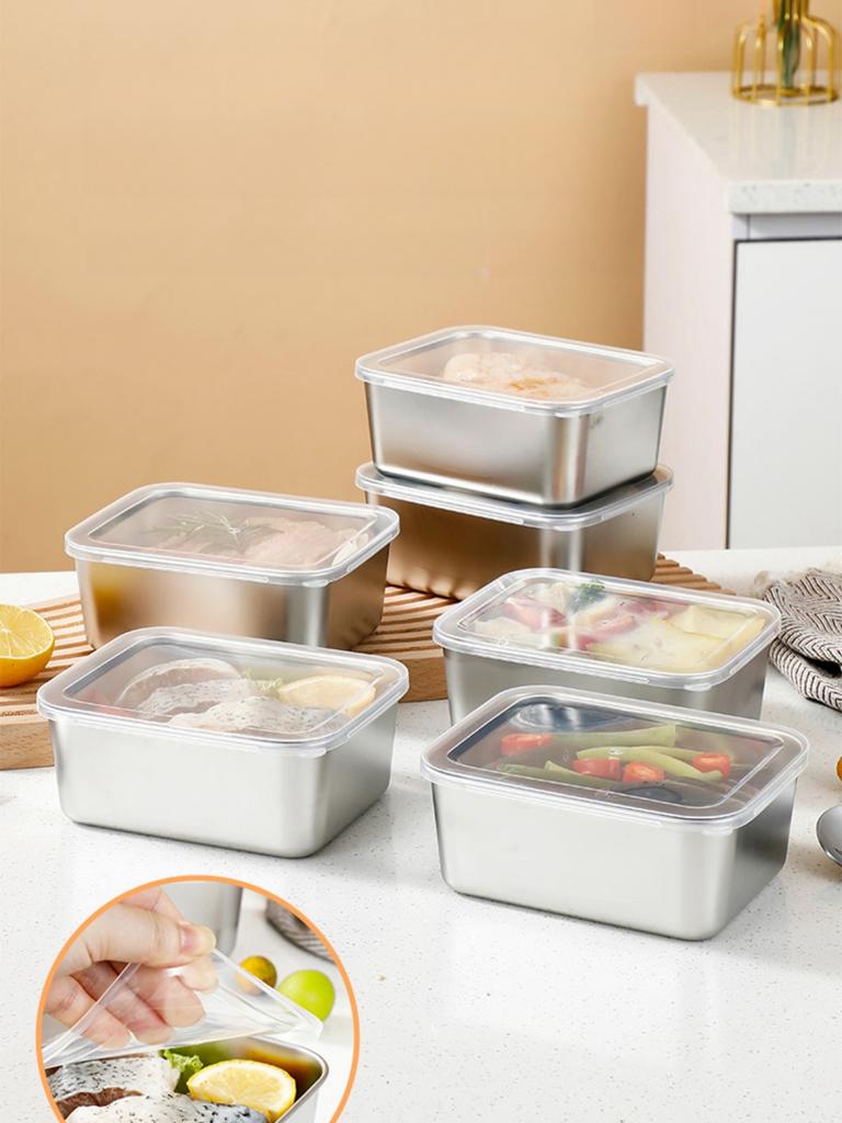 Герметичная коробка из нержавеющей стали с крышкой для пищевых продуктов, сырая для маринования, холодильник для фруктов, коробка для бенто