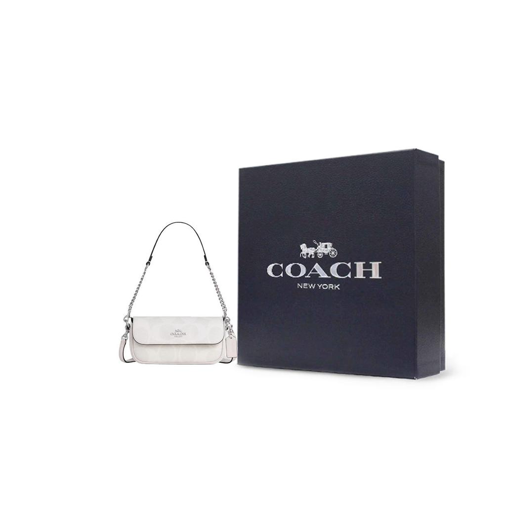Coach Hailey 20 Logo Flap Closure Coated Canvas Crossbody Shoulder Bag Small Women bags White CAN70-SVXU5
