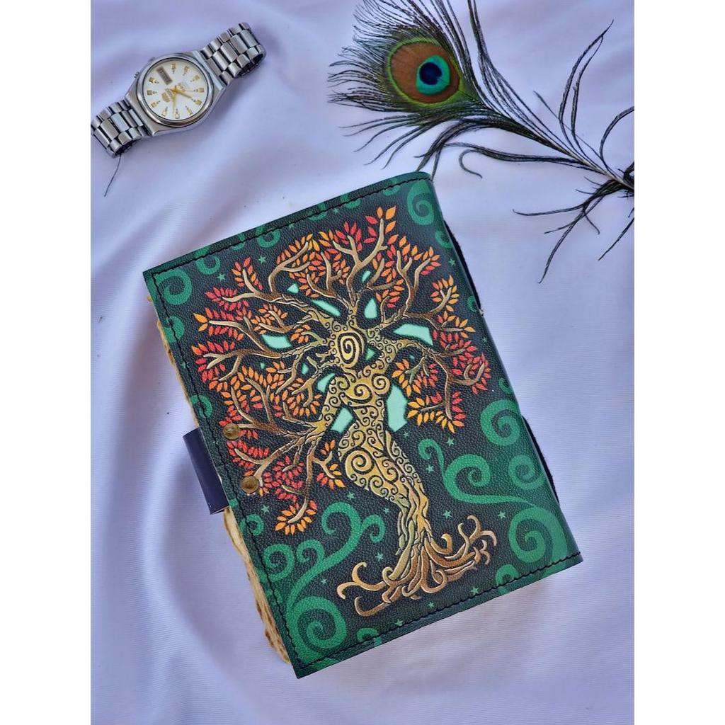 Mother of Earth Leather Journal, Notebook, Tree of Life, Grimoire, Handmade Leather Diary Travelling Book, Birthday Gift, Christmas Gift