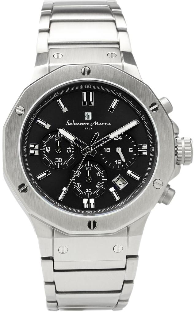 [Salvatore Mara] Men's Chronograph 10 ATM Water Resistant Business 20th Anniversary Limited Model SM18117SS (Black)