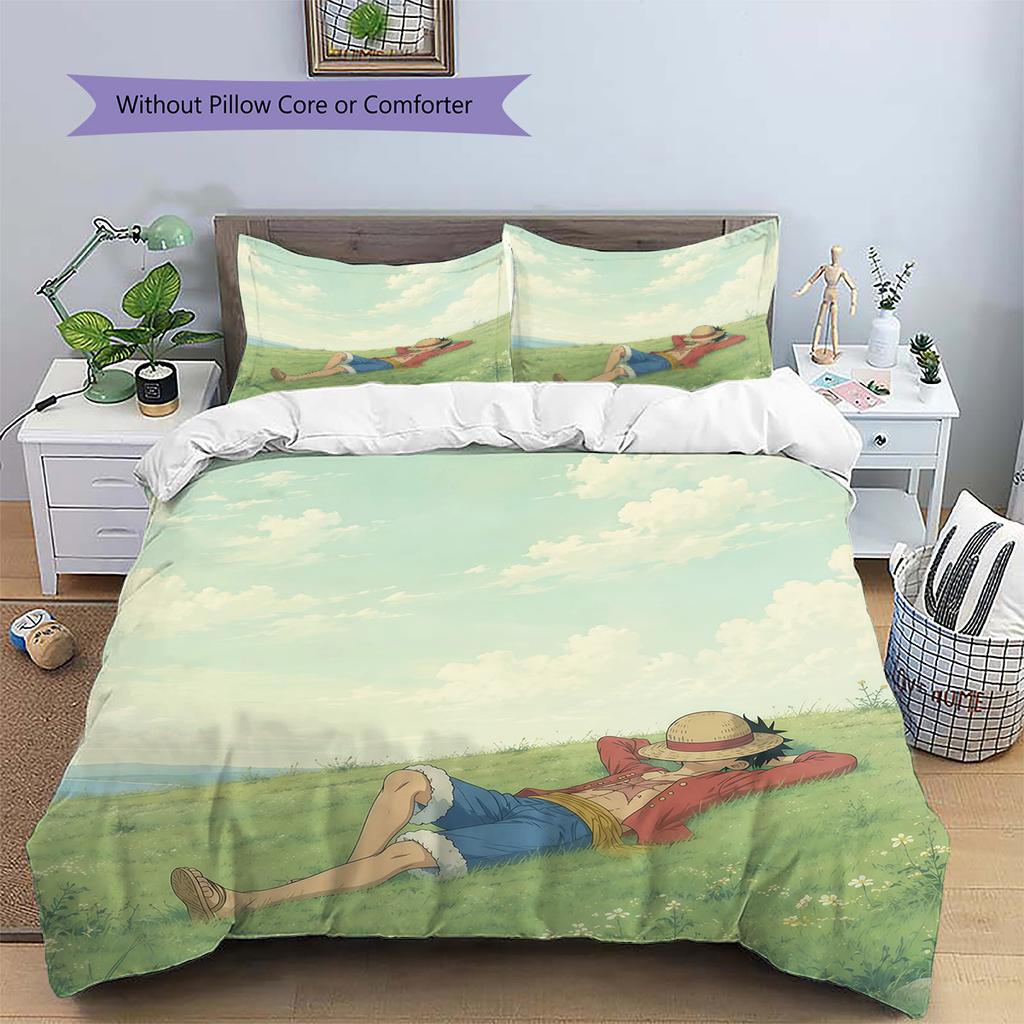 One Piece2 Pattern Bedding Quilt Set Home Decoration Gift (1 * duvet cover + 2 * pillowcase without core)