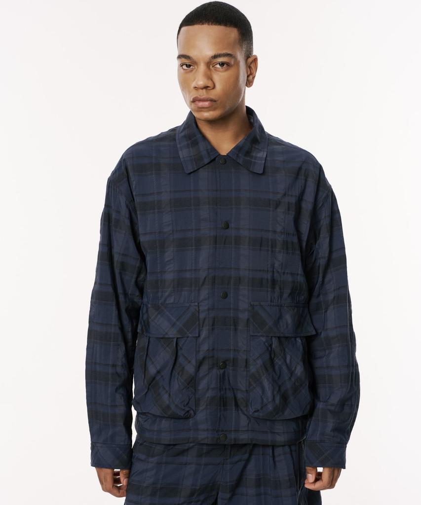 Codemorph Shadow Check Linen Jacket Navy