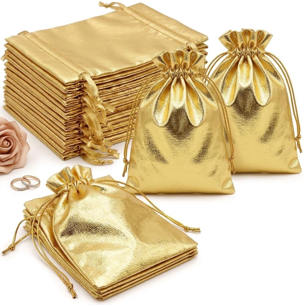 35Pcs Gold Organza Drawstring Gift Bags For Her/Him - Suitable For Weddings, Parties, Christmas Candy Bags, Can Hold Jewelry, Candies3.94* 5.91inch