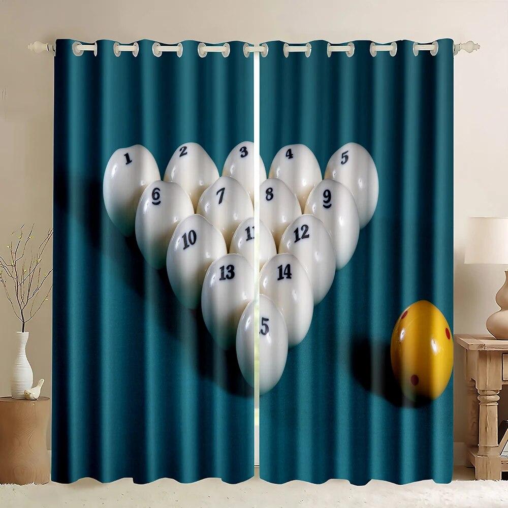 Billiard Pool Balls Arrangement Snooker Contest Beginning Entertainment Game Print Blackout Curtains