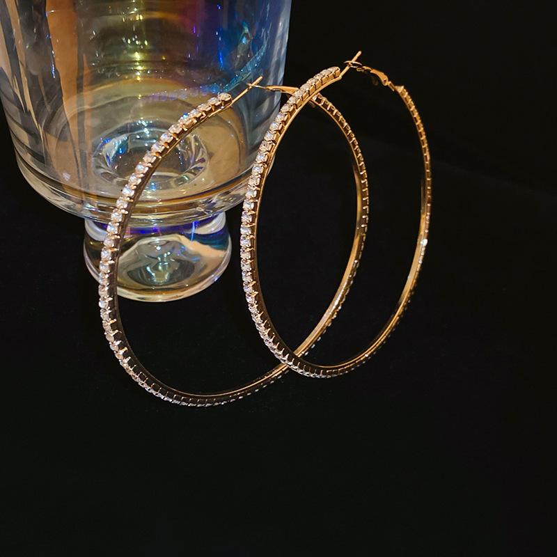 Серьги-кольца из золота с измельченным серебряным цирконом серьги Европейский и американский дизайн серег нишевые