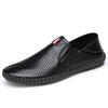 Hot Sale Men's Casual Leather Shoes Handmade Comfy Loafers Breathable Men Driving Shoes Hollow Out Male Slip On Flats Moccasins