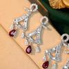 Sparkling High Grade Water Drop Ruby Earrings For Women Fashion Charms   Diamond Inlaid Fan Earring Banquet Jewelry