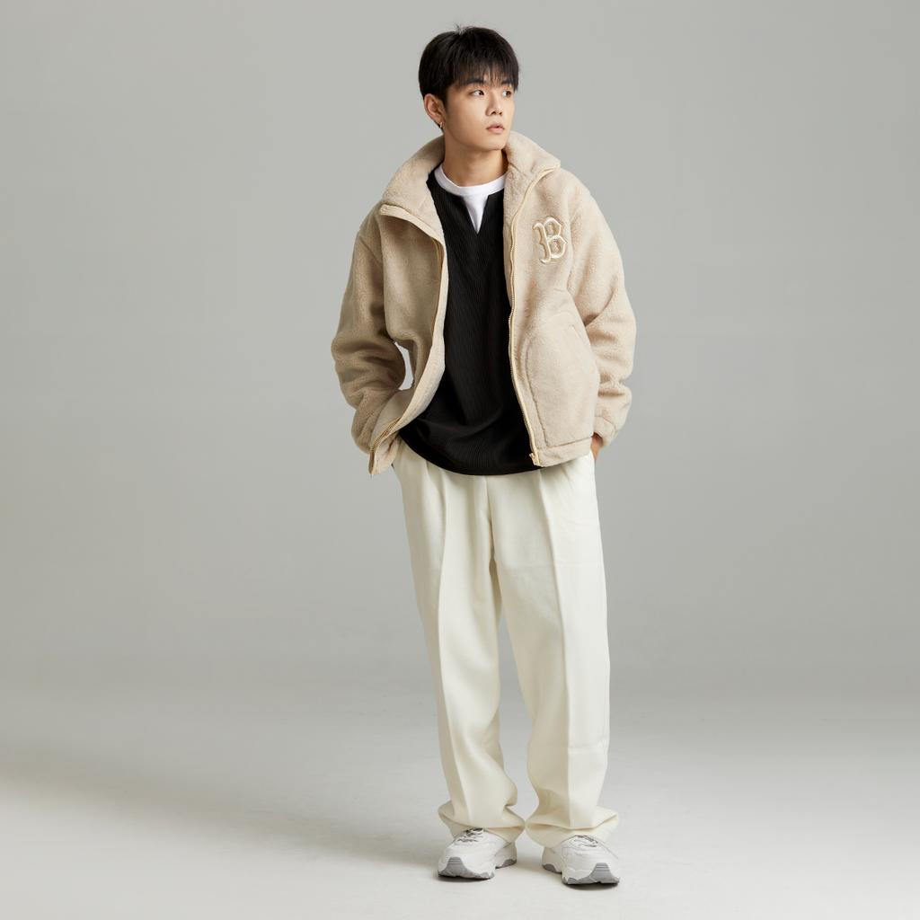 New MLB Velvet Jackets Unisex Light Beige 3AFDB0626-43BGS