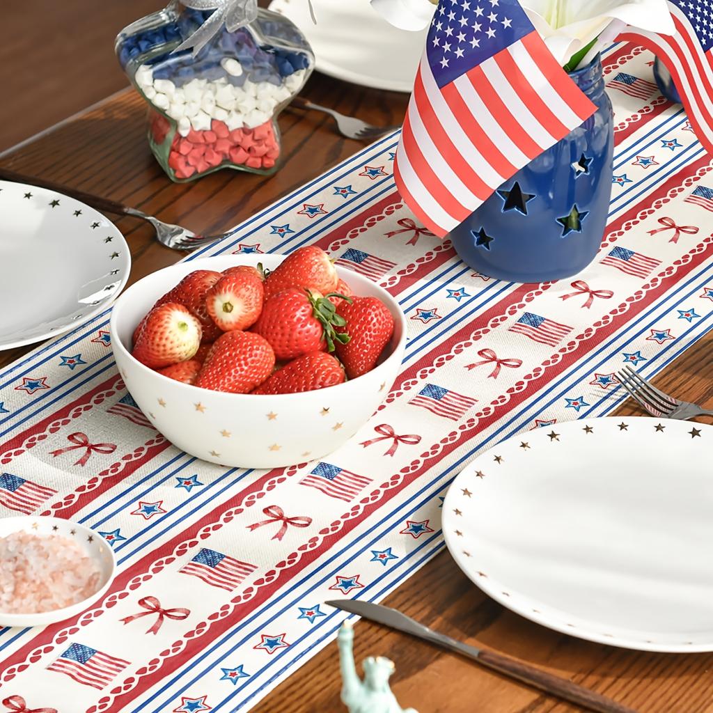 1Pcs American Independence Day Bow Flag Design Suitable for July 4th Celebration Table Decorations