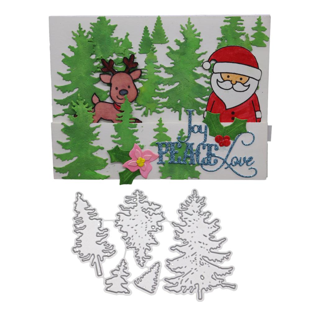 Набор рождественских елок, рамка из металла, серебристый трафарет, тиснение, резка, штампы для скрапбукинга, изготовление открыток из бумаги