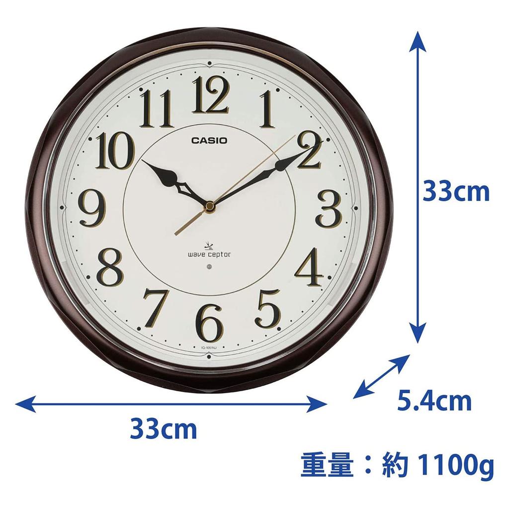 Casio Настенные часы IQ-1051NJ-5JF, Радиоуправляемые, Коричневые, Аналоговые, Всегда включены, Секундная стрелка останавливается ночью