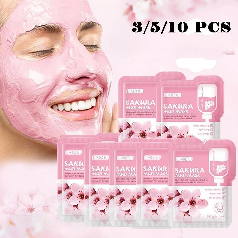 LAIKOU Sakura Mask Грязевая освежающая глубокая очищающая отбеливающая маска для сужения пор Средства по уходу за кожей лица