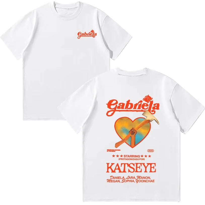 Топ Мода Круглый Вырез Уличная Одежда Футболка Katseye Gabriela Летние Рубашки Женские С Коротким Рукавом Эстетичная Чистый Хлопок Одежда