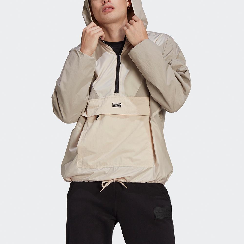 adidas Мужская куртка Originals V-Line с капюшоном и молнией до середины, тканая, хаки, GN6769