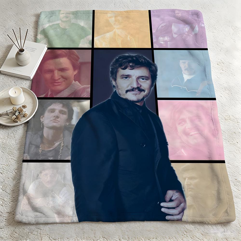 celebrity P-Pedro Pascal-l Throw Warm Soft Flannel Blanket, Multi-use for Sofa Bed Camping Travel Nap