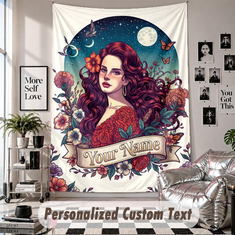 Wall Hanging Tapestry With Custom Name & Text, Lana Del Rey Decorative Tapestry For Bedroom