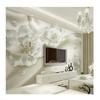 Европейский Стиль 3d Фотообои Стерео Рельеф Обои Белые Цветы Отель Гостиная Интерьер Роскошный Домашний Декор Фрески