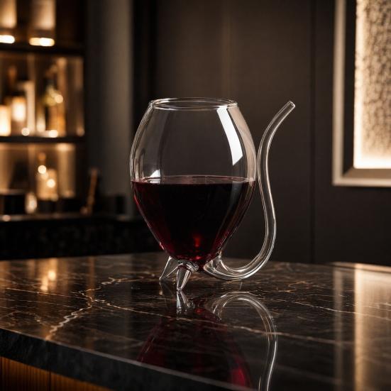 Vampire Shape Wine Glasses, Transparent Cocktail Glass with Drinking Tube, Novelty Glass Cup for Wine, Champagne, Juice, Home, Bar, Party Decor
