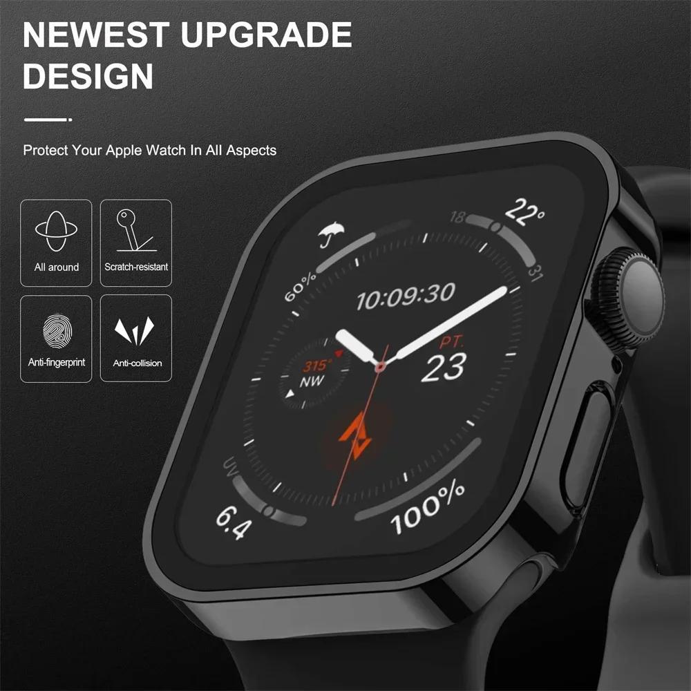 Waterproof Glass+cover For Apple Watch series11 10 9 8 7 6 se3 46mm 41mm 44mm 40m 41mm 45mm Ultra1/2/3 49mm Straight Edge Screen Protector accessories