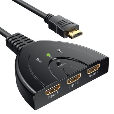 Селектор распределителя HDMI Vilcome 3 входа 1 выход Совместимый позолоченный разъем Оснащен блоком питания Требуется руководство Chromecast Fire TV