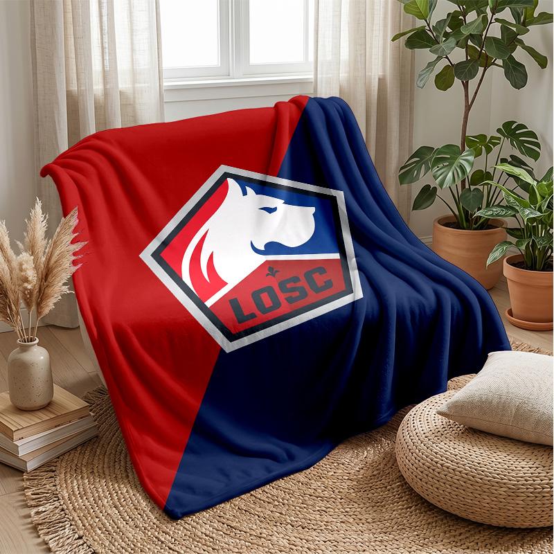 LOSC Lille FC Soft Flannel Fleece Blanket Lightweight Cozy Warm Throw Blanket For Sofa Bed Home Decor