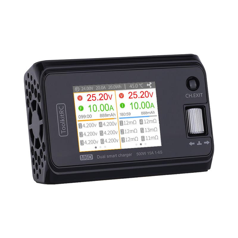 ToolkitRC M6D V3 500W 15A DC Dual Channel MINI Smart Charger Discharger For 1-6S Lipo Battery FPV Model Spare Part Replace