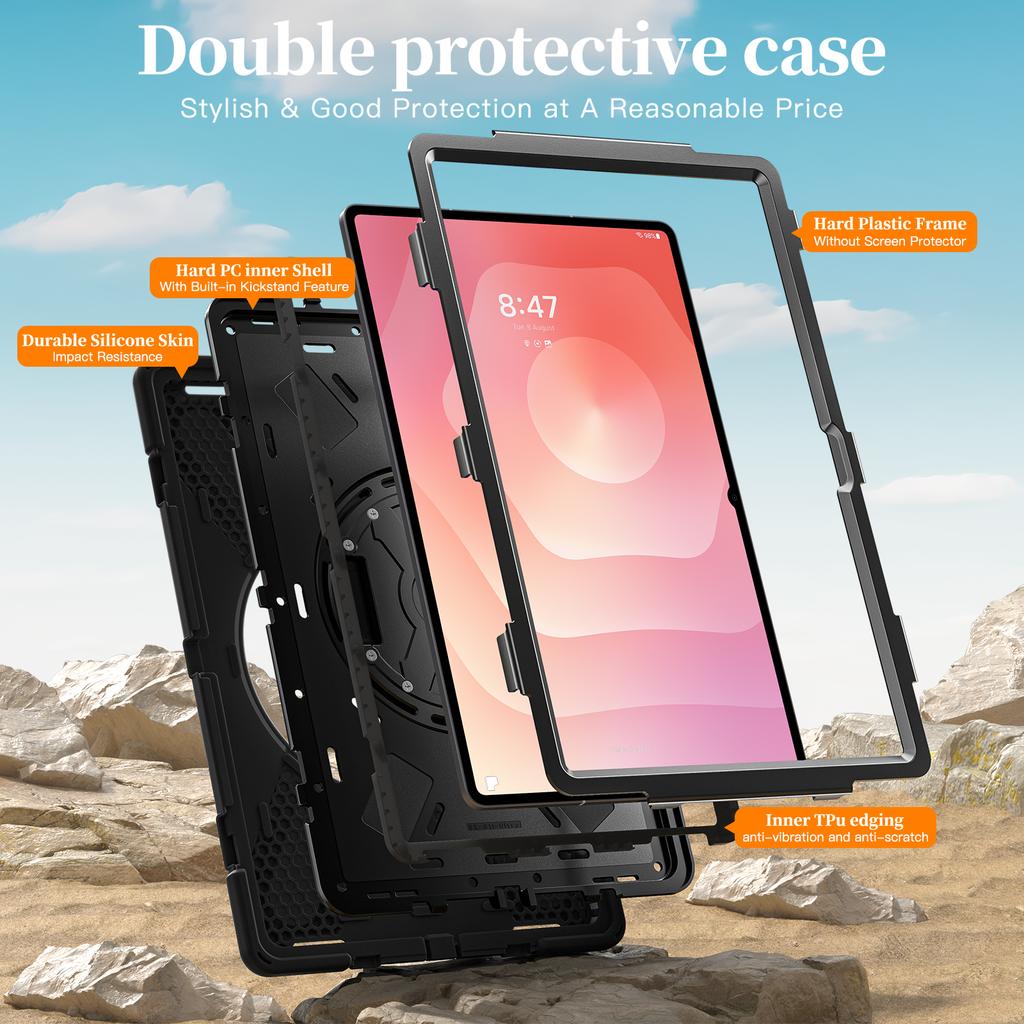 360 Degree Rotating Rugged Shockproof Protective Tablet Cover for Samsung for Galaxy Tab S8 S9 S11 Ultra Case Made Durable