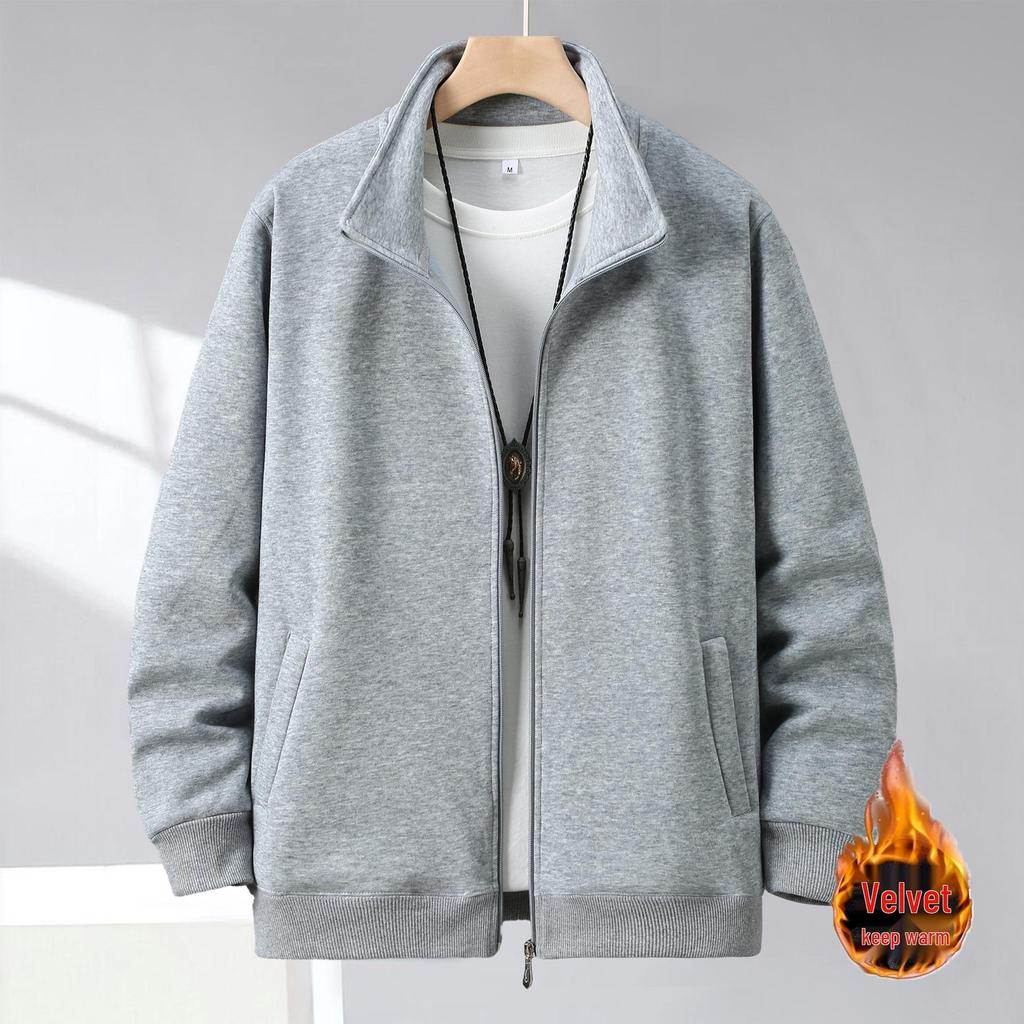 Men's Winter Stand-Up Collar Cardigan Coat - Simple, Fashionable, Long Sleeve