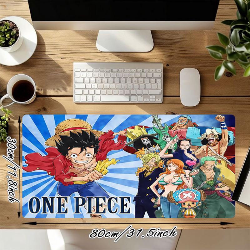 Коврик для игровой мыши One Piece XL, нескользящая резиновая основа, прошитый край, водонепроницаемый коврик для стола для ПК, ноутбука, геймера, офиса, компьютерные аксессуары