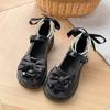 Женские туфли Лолиты на толстой платформе, вечерние туфли-лодочки, новые модельные туфли с бантом и цепочкой, модная кожаная обувь