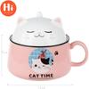 Ceramic Cute Cartoon Instant Noodle Bowl with Lid and Handle Creative Large Capacity Office Fruit Bowl Tableware