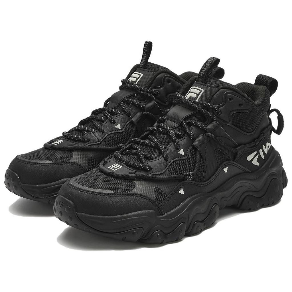 Fila Fluid 5 Cat Paw 5.0 Mid Fabric Synthetic Leather Fifth Generation Trendy Versatile Low-Top Casual Shoes Men Sneaker Black F12M412116FBK