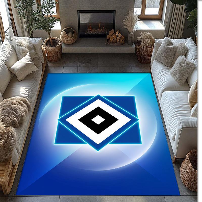 Hamburger SV Football Print Crystal Velvet Rug, Comfortable Water Absorbent Non Slip Indoor Floor Carpet