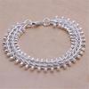 H050 European & American Men's Copper-Plated Fishbone Bracelet, 925 Silver, 29g, 20cm